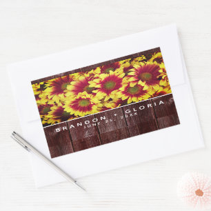 Sticker Rectangulaire Fleurs de soleil d'automne rustiques sur Mariage d