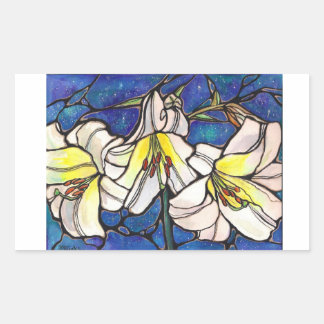 Sticker Rectangulaire Fleurs Lys Tiger Blanc Design Verre Tiré