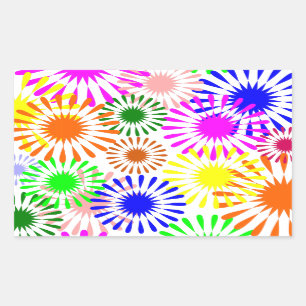 Sticker Rectangulaire Fleurs multicolores