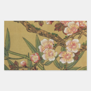 Sticker Rectangulaire Fleurs vintages de cerises Fleurs japonaises asiat