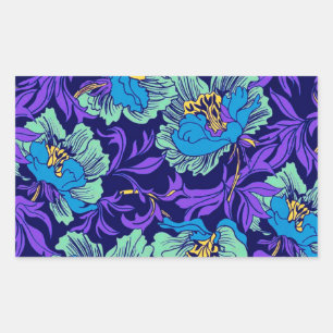 Sticker Rectangulaire Fleurs violettes et bleues William Morris