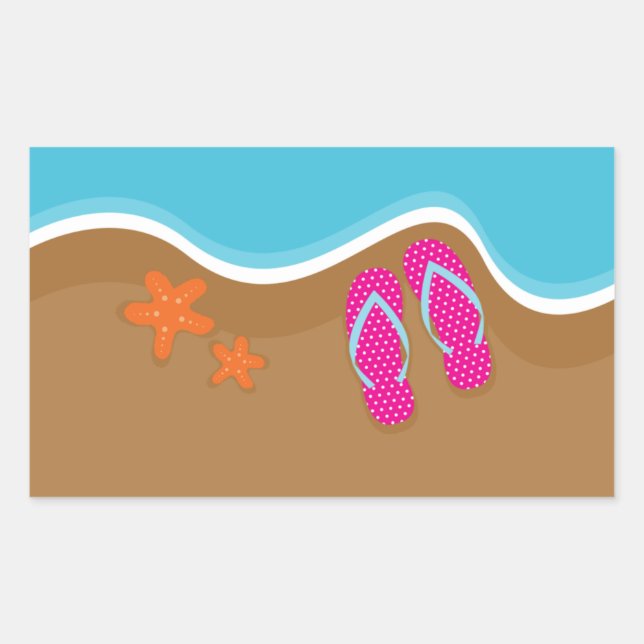 Sticker Rectangulaire Flip Flops sur le sable (Devant)