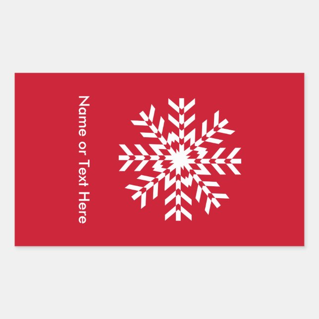 Sticker Rectangulaire Flocon de neige triangulaire rouge de Noël géométr (Devant)
