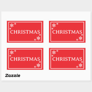 Sticker Rectangulaire Flocons de neige rouges Mot simple de Noël