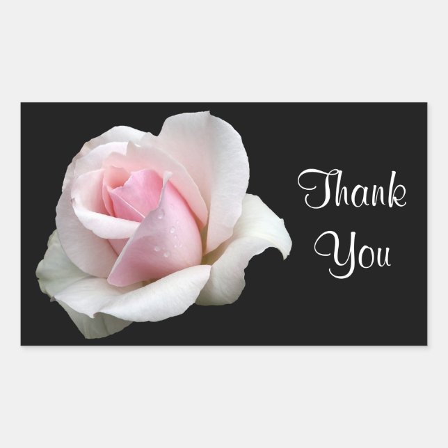 Sticker Rectangulaire Floral Merci rose Fleur Rose Noir Roses (Devant)