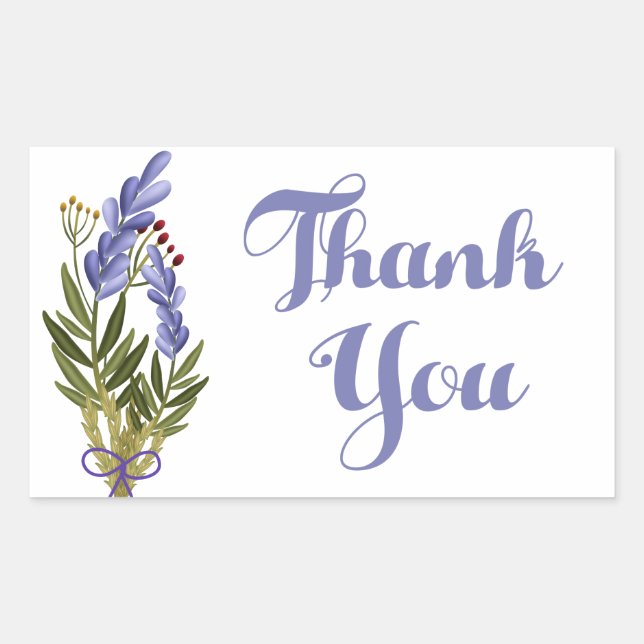 Sticker Rectangulaire Flore Merci violet Lavande Fleur (Devant)