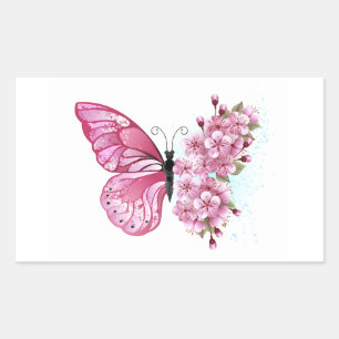 Sticker Rectangulaire Flower Butterfly
