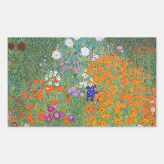Sticker Rectangulaire Flower Garden by Gustav Klimt (Devant)