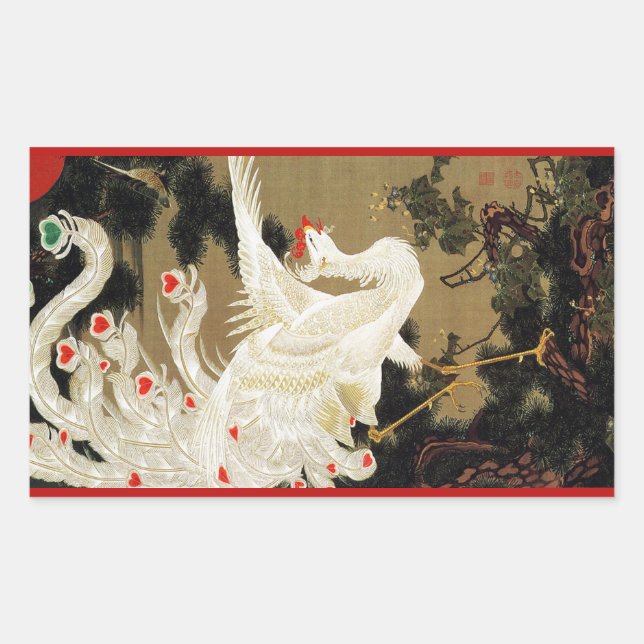 Sticker Rectangulaire FLYING LOVE PHÉNIX,Plumes,Cœurs Saint Valentin (Devant)