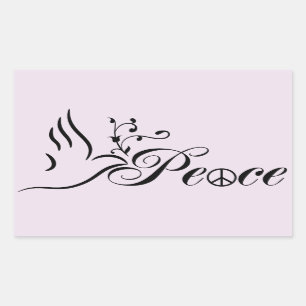Sticker Rectangulaire Flying Peace Dove Olive Branch Blue Arrière - plan