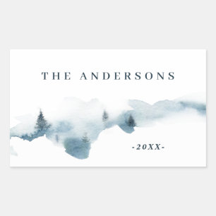 Sticker Rectangulaire Forêt d'aquarelle minimale personnalisée