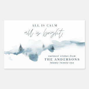 Sticker Rectangulaire Forêt d'aquarelle minimale personnalisée