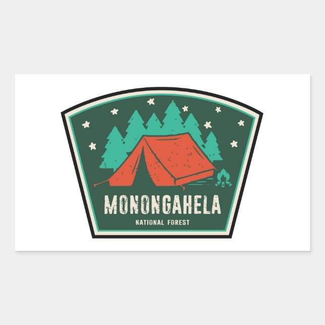 Sticker Rectangulaire Forêt nationale de Monongahela Camping en Virginie (Devant)