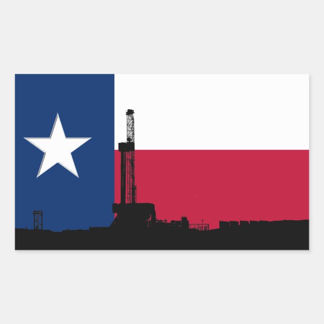 Sticker Rectangulaire Foreuse à huile du drapeau du Texas (Devant)