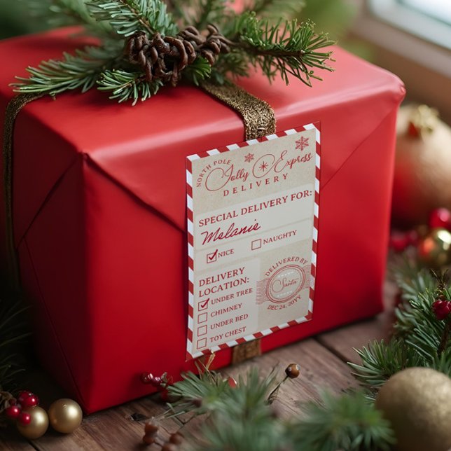 Sticker Rectangulaire Forfait de service de livraison de train d'Express (North Pole Express Train Delivery Service Package Rectangular Sticker)