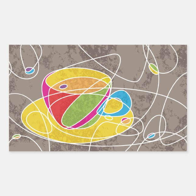 Sticker Rectangulaire formes de café rétro (Devant)