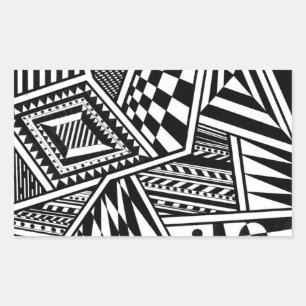 Sticker Rectangulaire Formes géométriques abstraites main motif noir bla