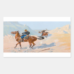 Sticker Rectangulaire Frederic Remington - The Advance-Guard ou The Mil