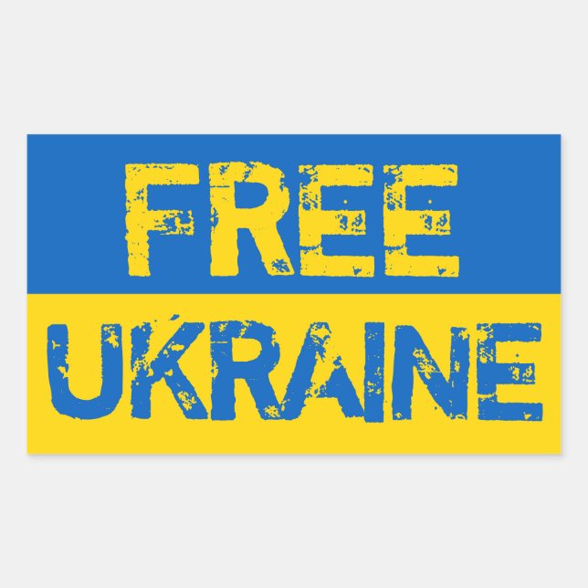 Sticker Rectangulaire Free Ukraine (Devant)