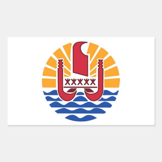 Sticker Rectangulaire French Polynesia Flag, Drapeau Polynésie Française (Devant)