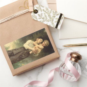 Sticker Rectangulaire Frère et Sœur de William Adolphe Bouguereau