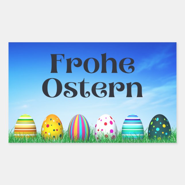 Sticker Rectangulaire Frohe Ostern, Allemand Joyeux Pâques (Devant)