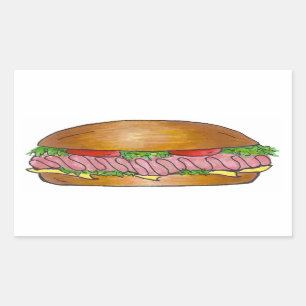 Sticker Rectangulaire Fromage de jambon et de fromage Hoagie Grinder Her