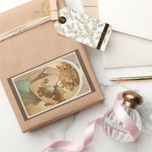 Sticker Rectangulaire Fruit par Alphonse Mucha, Art Nouveau vintage