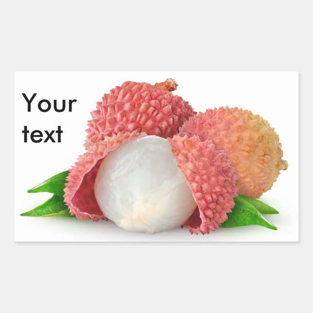 Sticker Rectangulaire Fruits Lychee en feuille (Devant)