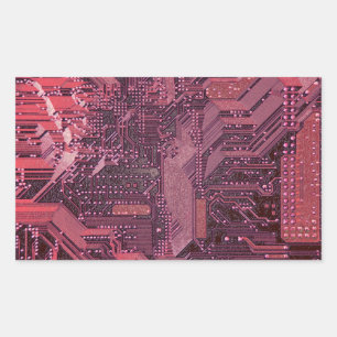 Sticker Rectangulaire Fuchsia Cyber Circuit Board Tech Art Electronique