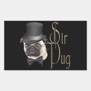 Sticker Rectangulaire Funny Top Hat Monocle Sir Carlin Chien