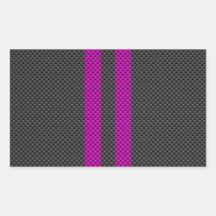 Sticker Rectangulaire Fuschsia Pink Stripes en fibre de carbone