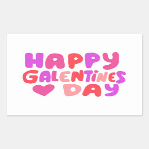 Sticker Rectangulaire Galentines Jour Bulles Lettres Curvy Retro Super