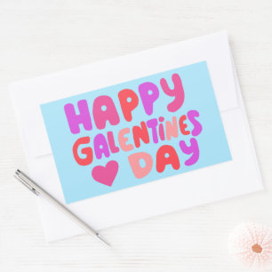 Sticker Rectangulaire Galentines Jour Bulles Lettres Curvy Retro Super