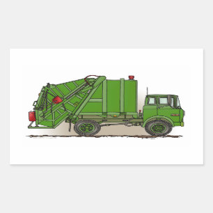 Sticker Rectangulaire Garbage Truck Green