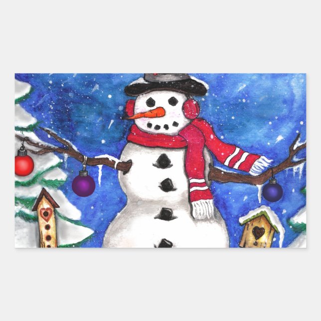 Sticker Rectangulaire Garden Snowman (Devant)