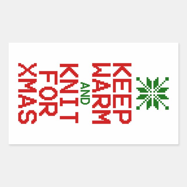 Sticker Rectangulaire Gardez chaud et tricot pour Noël (Devant)