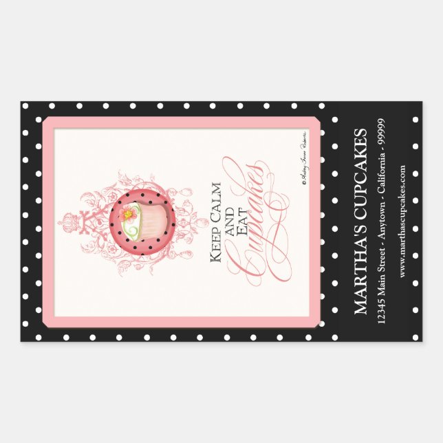 Sticker Rectangulaire Gardez le calme et mangez des gâteaux - Phoques de (Devant)