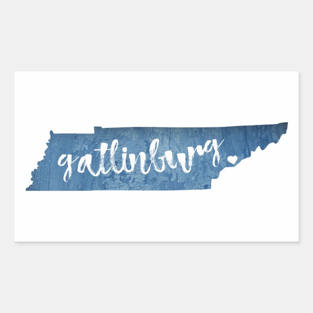 Sticker Rectangulaire Gatlinburg Tennessee Wood Grain (Devant)