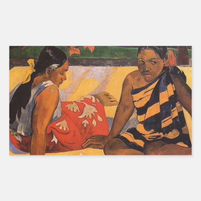 Sticker Rectangulaire Gauguin Polynésie Française Tahiti Femmes Peinture (Devant)