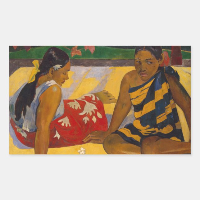 Sticker Rectangulaire Gauguin Polynésie Française Tahiti Femmes Peinture (Devant)