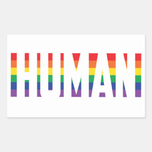 Sticker Rectangulaire Gay pride de drapeau arc-en-ciel texte de découpe 