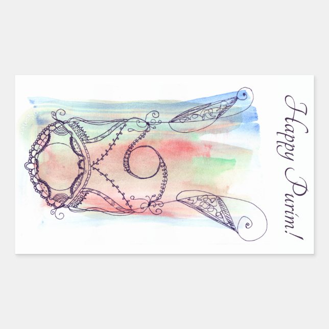 Sticker Rectangulaire Géant Megillah Scroll Purim (Devant)