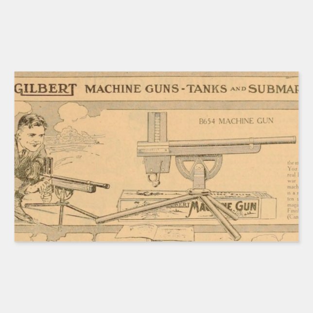 Sticker Rectangulaire Gilbert toy's Machine Gun 1919 (Devant)