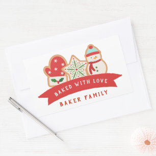Sticker Rectangulaire Gingerbread Cookie Sac Favori Cuit avec Amour