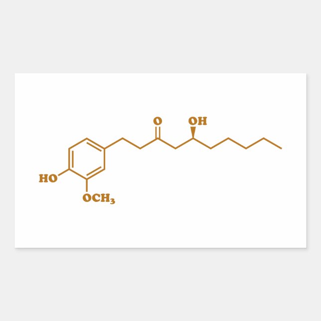 Sticker Rectangulaire Gingerol Molecule formule chimique (Devant)