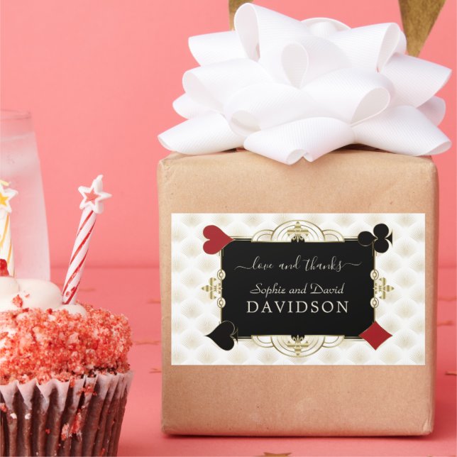 Sticker Rectangulaire Glamorous Gold Casino Vegas Wedding (Fête)