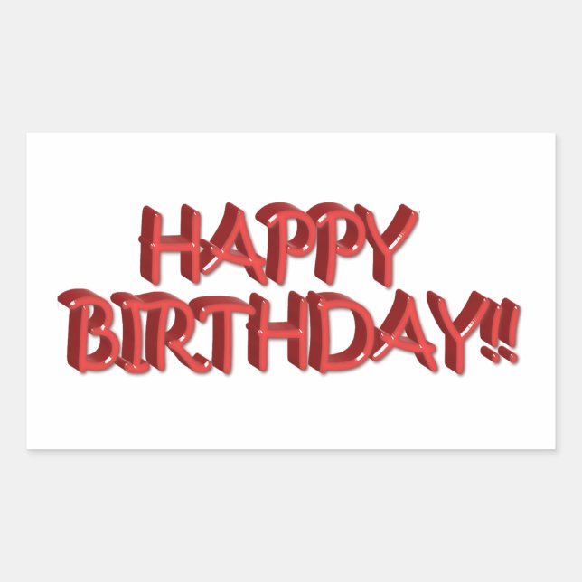 Sticker Rectangulaire Glassy Red Happy Birthday Texte Image (Devant)
