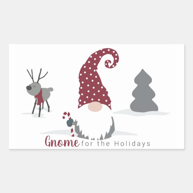 Sticker Rectangulaire Gnome et Reindeer Scandinavian Tomte design (Devant)