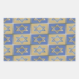 Sticker Rectangulaire Gold Blue Star de David Art Panels
